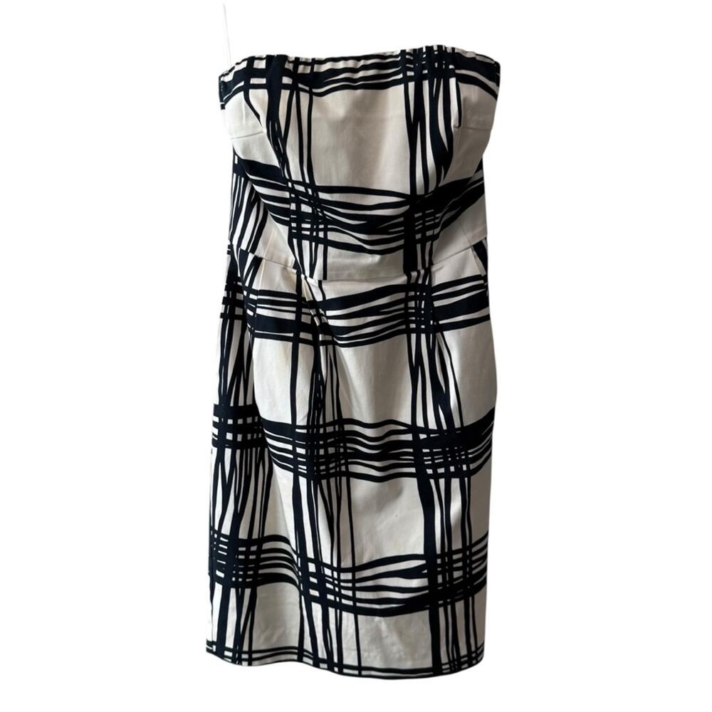 Express Stripe Grid Strapless Mini Sheath Dress Black White Size 6